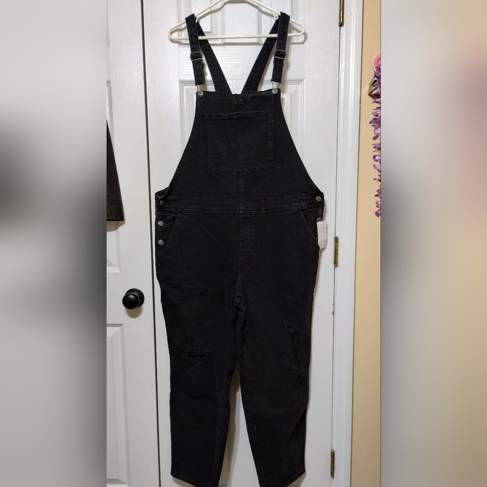 Old Navy Black Wash Denim Jean Overalls | Pre-distressed | Size 20